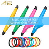 Anet 3D printer Pen with USB data cable support 1.75mm PCL Filament Smart 3d Drawing Pens 3d pen filament refills for kids pen3d